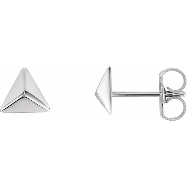 Pyramid Stud Earrings in 14K White Gold, Platinum or Sterling Silver 