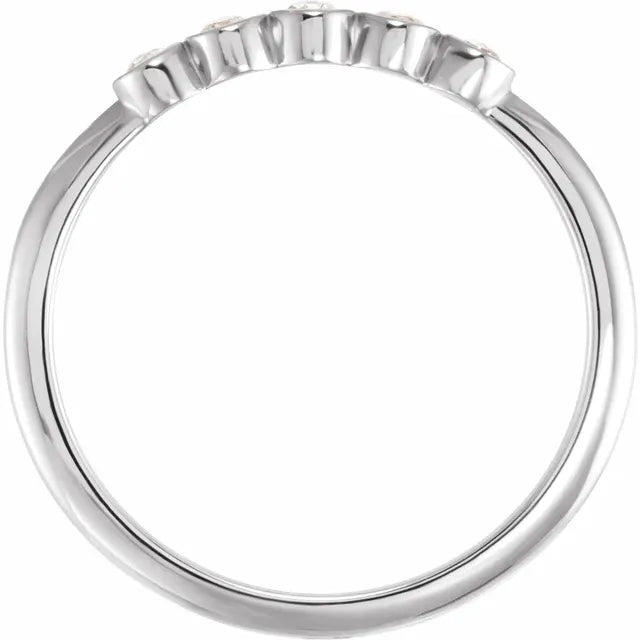 Old Meets New Rose Cut Five-Stone Diamond Stacking Ring in Solid 14K White Gold