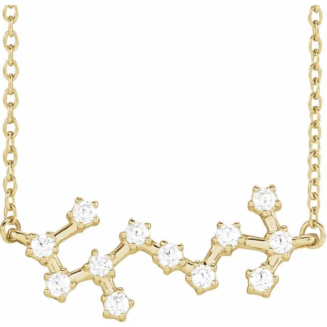 Scorpio Zodiac Constellation Natural Diamond Necklace in 14K Yellow Gold