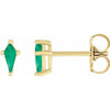 Shield Shape Lab-Grown Emerald Stud Earrings 14K Yellow Gold 