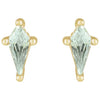 Shield Shape Lab-Grown Green Sapphire Stud Earrings 14K Yellow Gold 