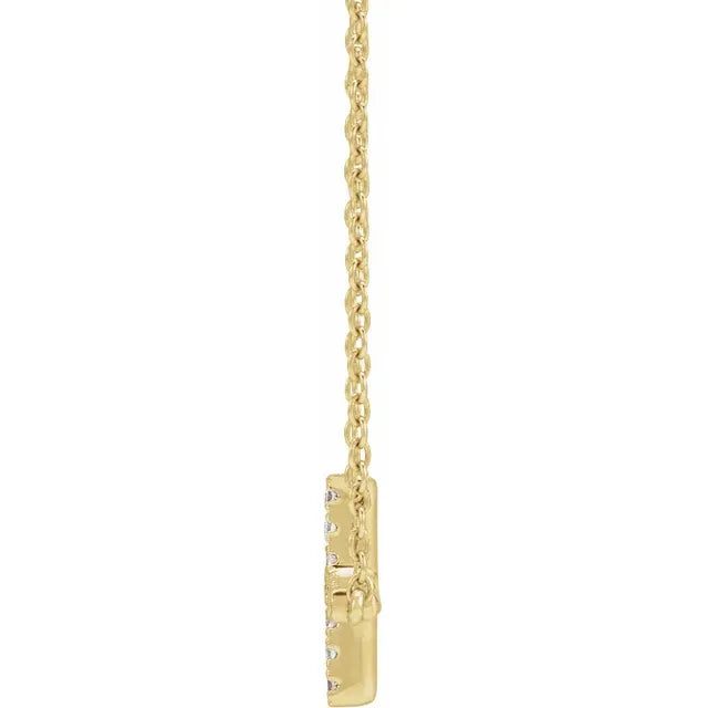 Sideways Cross Lab-Grown Diamond 1/6 CTW Adjustable Necklace in 14K Yellow Gold Side View