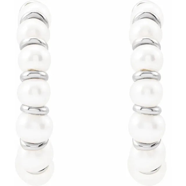 Freshwater Cultured Pearl Hoop Earrings 14.98 MM in 14K White Gold 