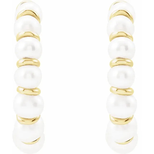 Freshwater Cultured Pearl Hoop Earrings 14.98 MM in 14K Yellow Gold 