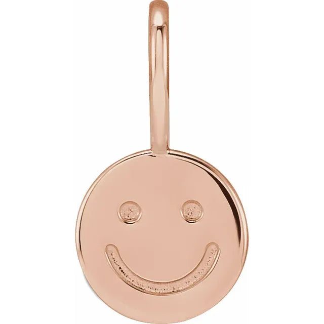 Smiley Face Charm Pendant 14K Rose Gold