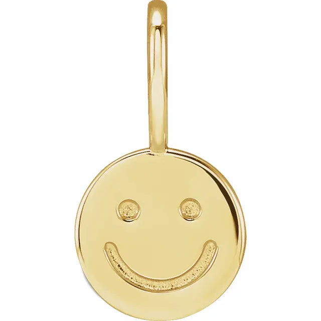 Smiley Face Charm Pendant 14K Yellow Gold