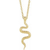 Snake Charm Pendant Adjustable Necklace in Solid 14K Yellow Gold 