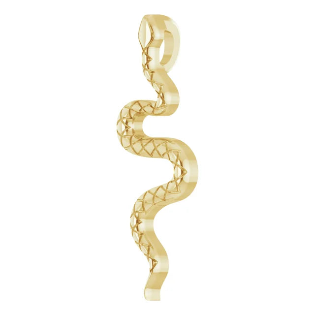 Snake Charm Pendant in Solid 14K Yellow Gold 