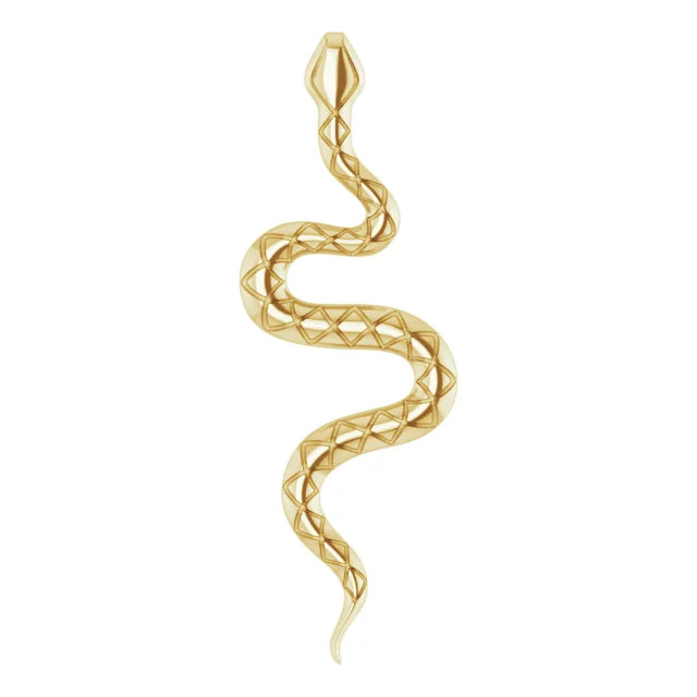 Snake Charm Pendant in Solid 14K Yellow Gold 