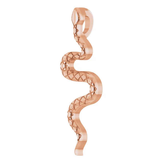 Snake Charm Pendant in Solid 14K Rose Gold 
