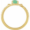 Double Snake Natural Chrysoprase Egg Ring in Solid 14K Yellow Gold 