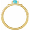 Double Snake Natural Turquoise Egg Ring in Solid 14K Yellow Gold 