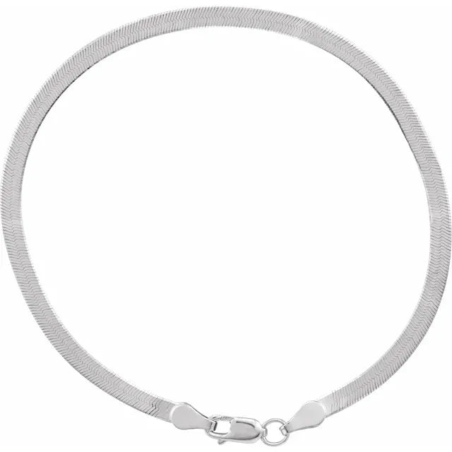 2.8 MM Flexible Herringbone Solid 14K White Gold Chain 7" Bracelet