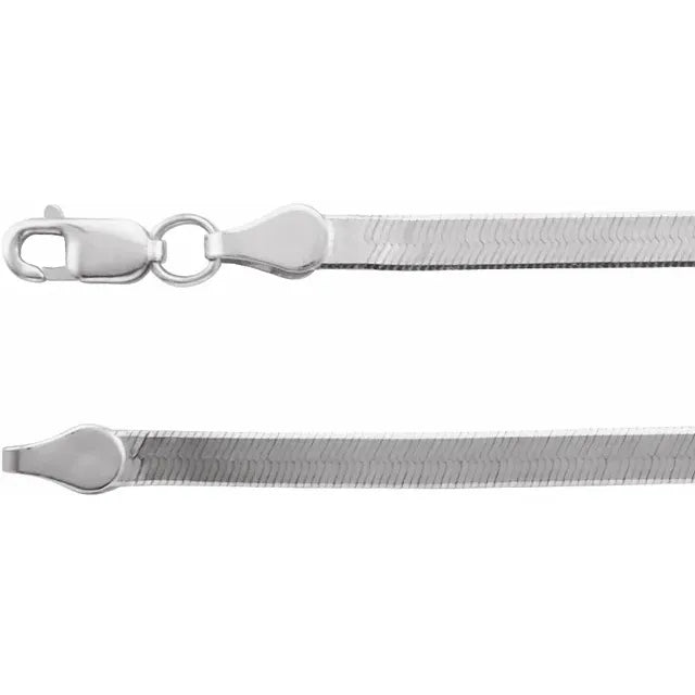2.8 MM Flexible Herringbone Solid 14K White Gold Chain Bracelet Necklaces 7" 16" 18" 20" 24" 302® Fine Jewelry 