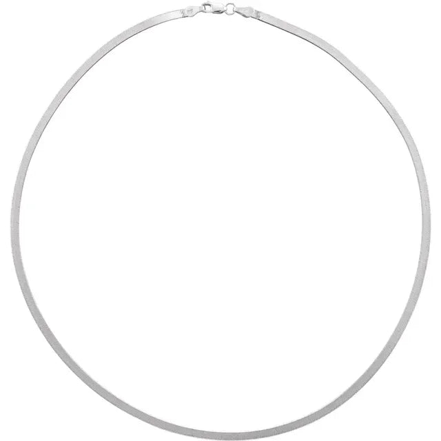 2.8 MM Flexible Herringbone 14K Solid White Gold Chain Bracelet Necklaces 7" 16" 18" 20" 24" 