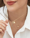 1.5 MM Figaro 14K Yellow Gold Chain Necklace 16" 18" 20" or 24" on Model with Charms