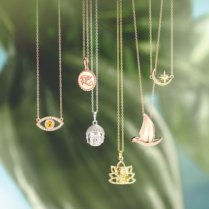 Spiritual Necklaces with our Crescent Moon and Star Necklace in 14K Yellow Gold