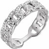 Chain Link Natural Diamond Stackable Ring in 14K White Gold or Sterling Silver 