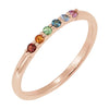 Rainbow Stacking Natural Multi-Gemstone Ring in 14K Rose Gold  
