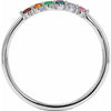 Rainbow Stacking Natural Multi-Gemstone Ring in 14K White Gold or Sterling Silver 