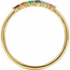 Rainbow Stacking Natural Multi-Gemstone Ring in 14K Yellow Gold Side View