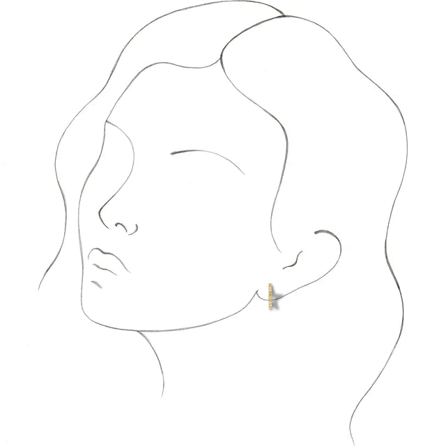 Star Natural Diamond Hoop Earrings 14K Rose Gold on Model Rendering