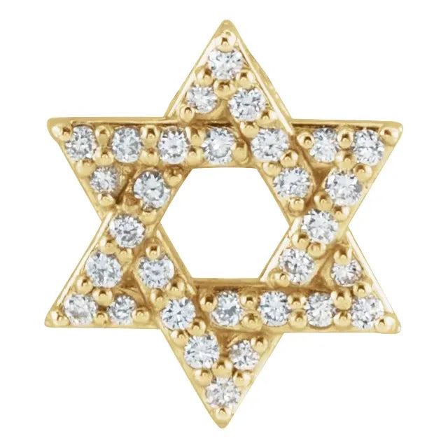 Star of David Natural Diamond Pendant Charm in 14K Yellow Gold