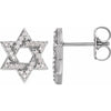 Star of David 1/8 CTW Natural Diamond Stud Earrings 14K White Gold or Sterling Silver