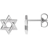 Star of David Stud Earrings in Solid 14K White Gold 