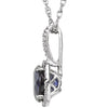 Statement Birthstone Lab-Grown Blue Sapphire & Diamond Halo Sterling Silver Necklace