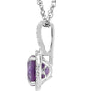 Statement Birthstone Natural Amethyst & Diamond Halo Sterling Silver Necklace