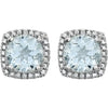 Statement Birthstone Natural Aquamarine & Diamond Halo Sterling Silver Earrings