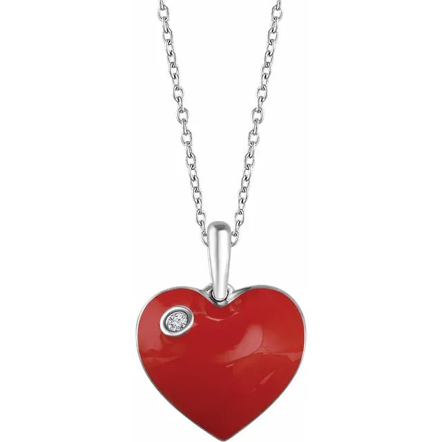 Red heart pendant, Enamel heart necklace - Shop Yesli Necklaces - Pinkoi