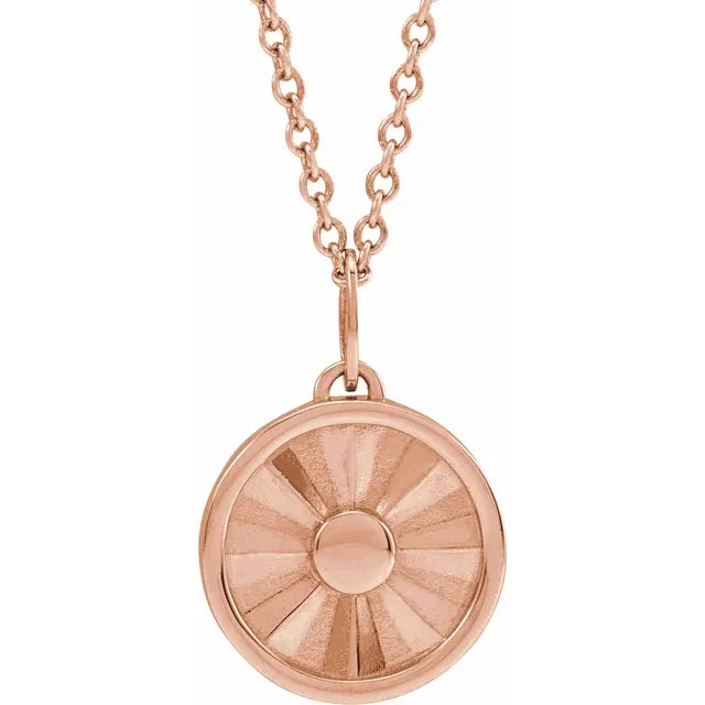 Sun Disc Starburst Pendant Necklace in 14K Rose Gold 