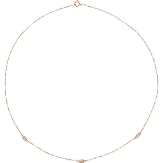 Wear Everyday™ 3-Station Necklace 14K Rose Gold Ethical Sustainable Fine Jewelry Storyteller by Vintage Magnality