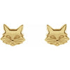 Tiny Cat Stud Earrings in 14K Yellow Gold 