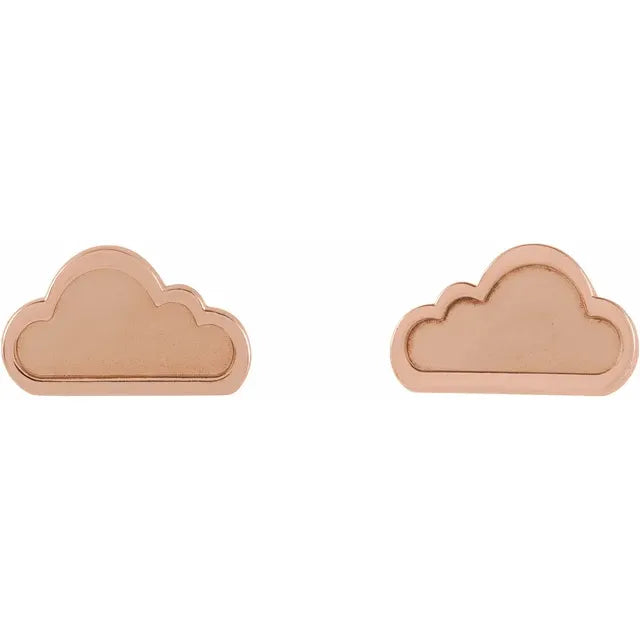 Tiny Cloud Stud Earrings 14K Rose Gold