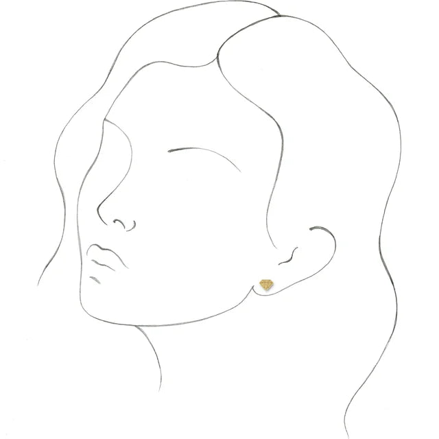 Tiny Diamond Stud Earrings in 14K Yellow Gold on Model Rendering