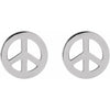Tiny Peace Sign Stud Earrings in 14K White Gold or Sterling Silver