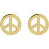 Tiny Peace Sign Stud Earrings in 14K Yellow Gold