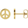 Tiny Peace Sign Stud Earrings in 14K Yellow Gold