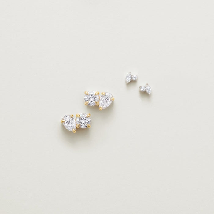 Two styles of Toi Et Moi Lab-Grown Diamond Stud Earrings 14K Yellow Gold