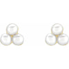 Trio Cluster Cultured Pearl Dainty Stud Earrings in 14K Yellow Gold 
