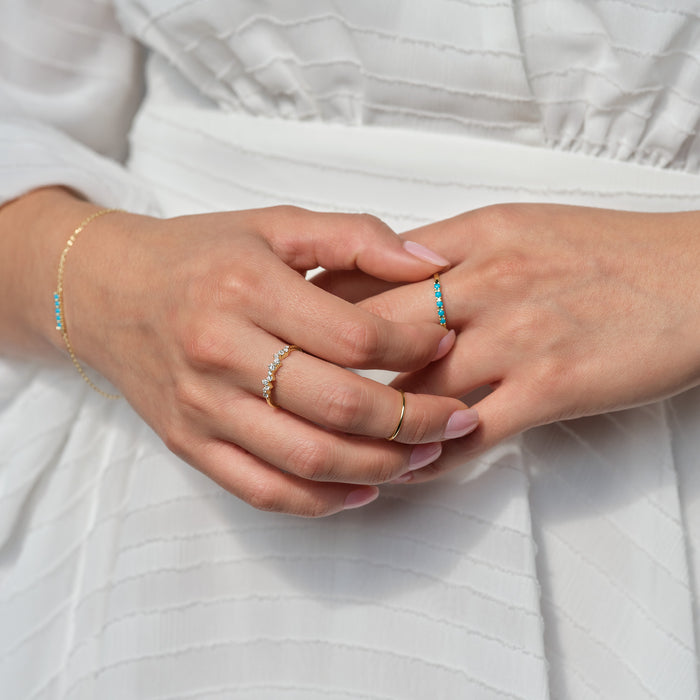 Dainty Natural Turquoise Bar Adjustable Bracelet 14K Rose White Yellow Gold or Sterling