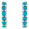 Natural Turquoise Cabochon Wear Everyday™ Hoop Earrings 14K White Gold 12.2 MM 