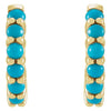 Natural Turquoise Cabochon Wear Everyday™ Hoop Earrings 14K Yellow Gold 12.2 MM
