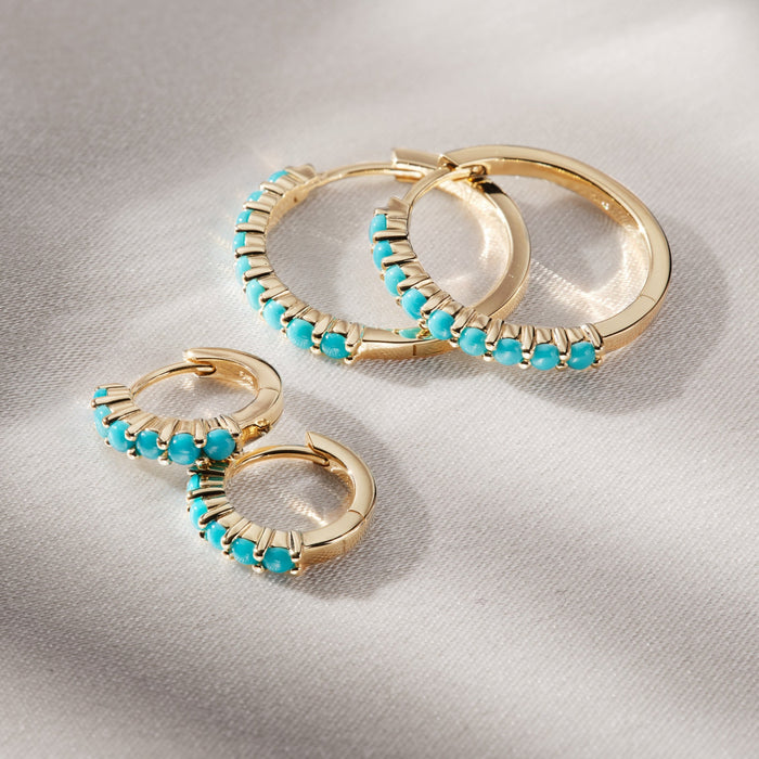 Same Style Hoops shown in Turquoise 12.21 MM and 20 MM