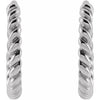 Twisted Rope Hoop Earrings 14K White Gold Front View 