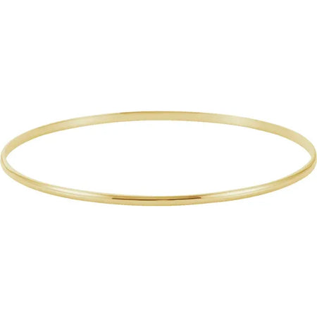 Wear Everyday™ 2 MM Half Round Bangle Bracelet 7 3/4" Solid 14K Yellow Gold 