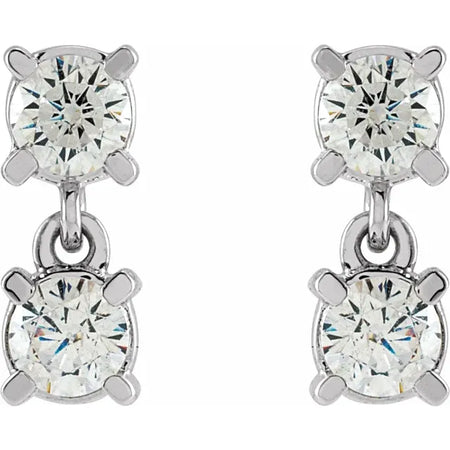 Two-Stone Lab-Grown Diamond Stud Drop Earrings in 14K White Gold 